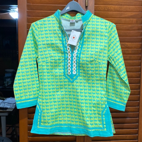 NWT Sheridan French green and blue Tunic - Picture 1 of 14